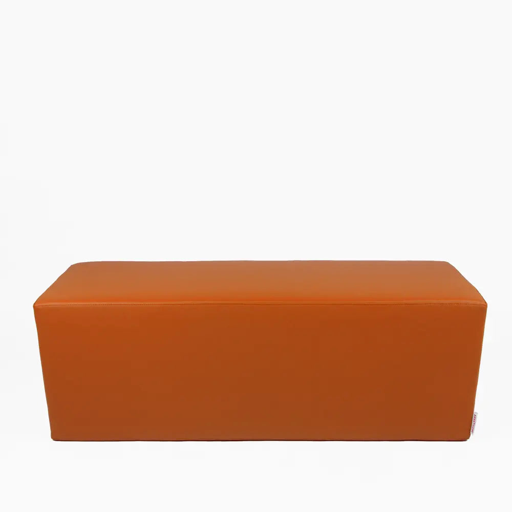 HORIZON 84, Pouf Panca Poggiapiedi in Ecopelle Sfoderabile 84x42 h 42, Arancione,  Arketicom