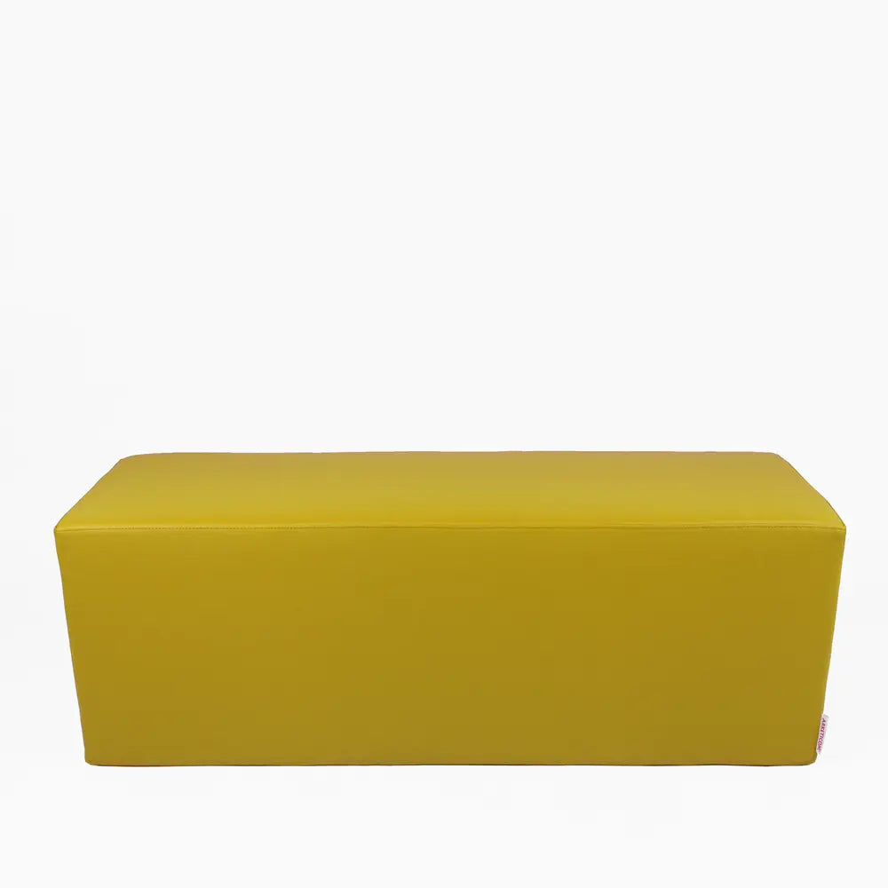 HORIZON 84, Pouf Panca Poggiapiedi in Ecopelle Sfoderabile 84x42 h 42, Giallo,  Arketicom