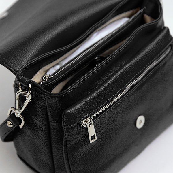 ASIA - Postina multi-scomparto in pelle nero