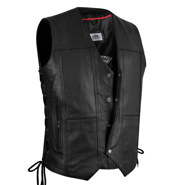 leren biker vest heren Urban 5884 Jack voorkant zwart rund leer
