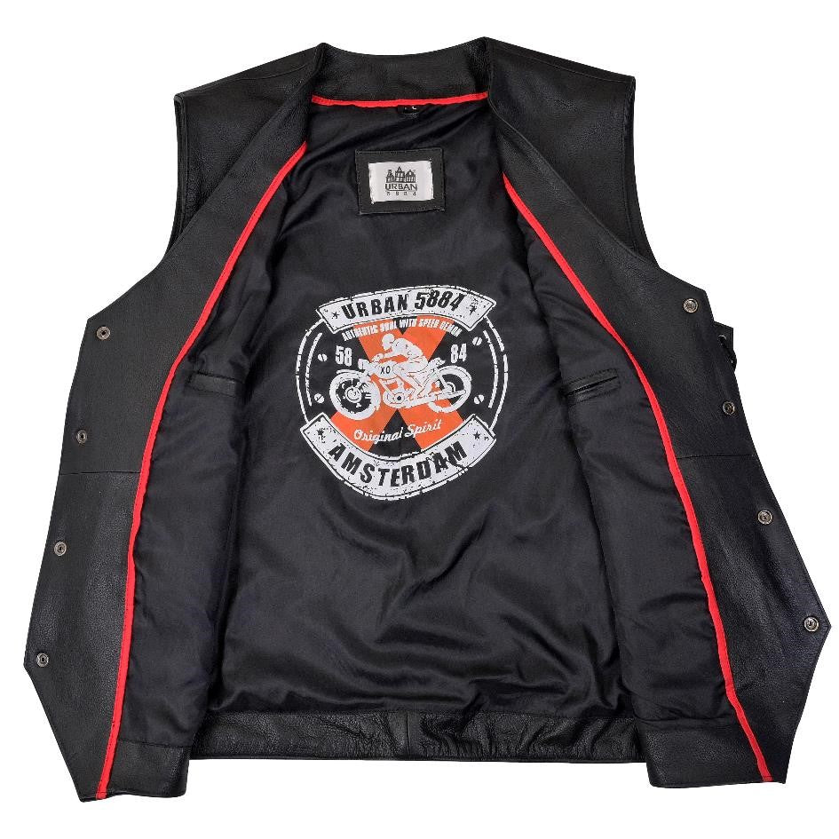 leren biker vest heren Urban 5884 Jack binnenkant zwart rund leer