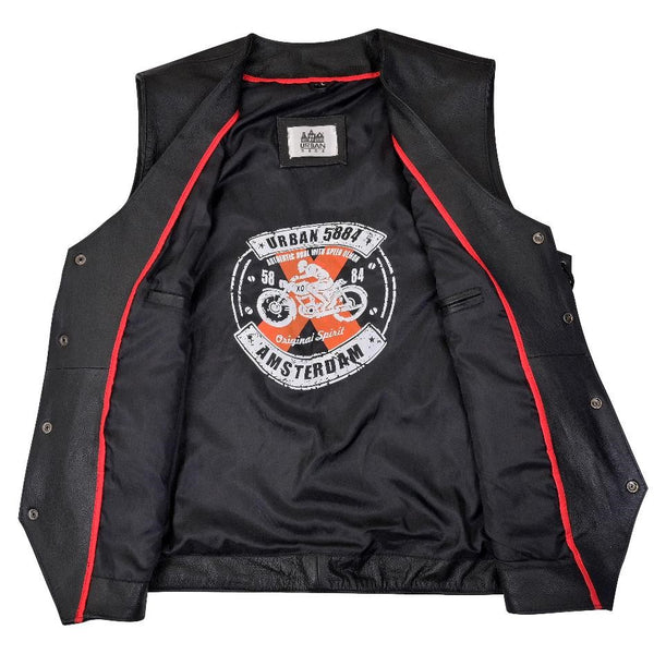 leren biker vest heren Urban 5884 Jack binnenkant zwart rund leer