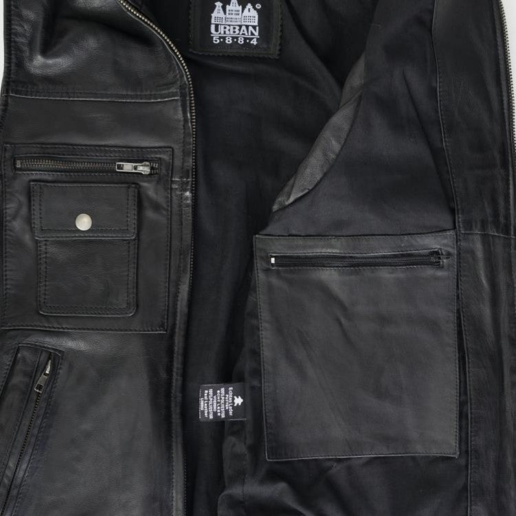 leren bodywarmer heren zwart binnenvoering