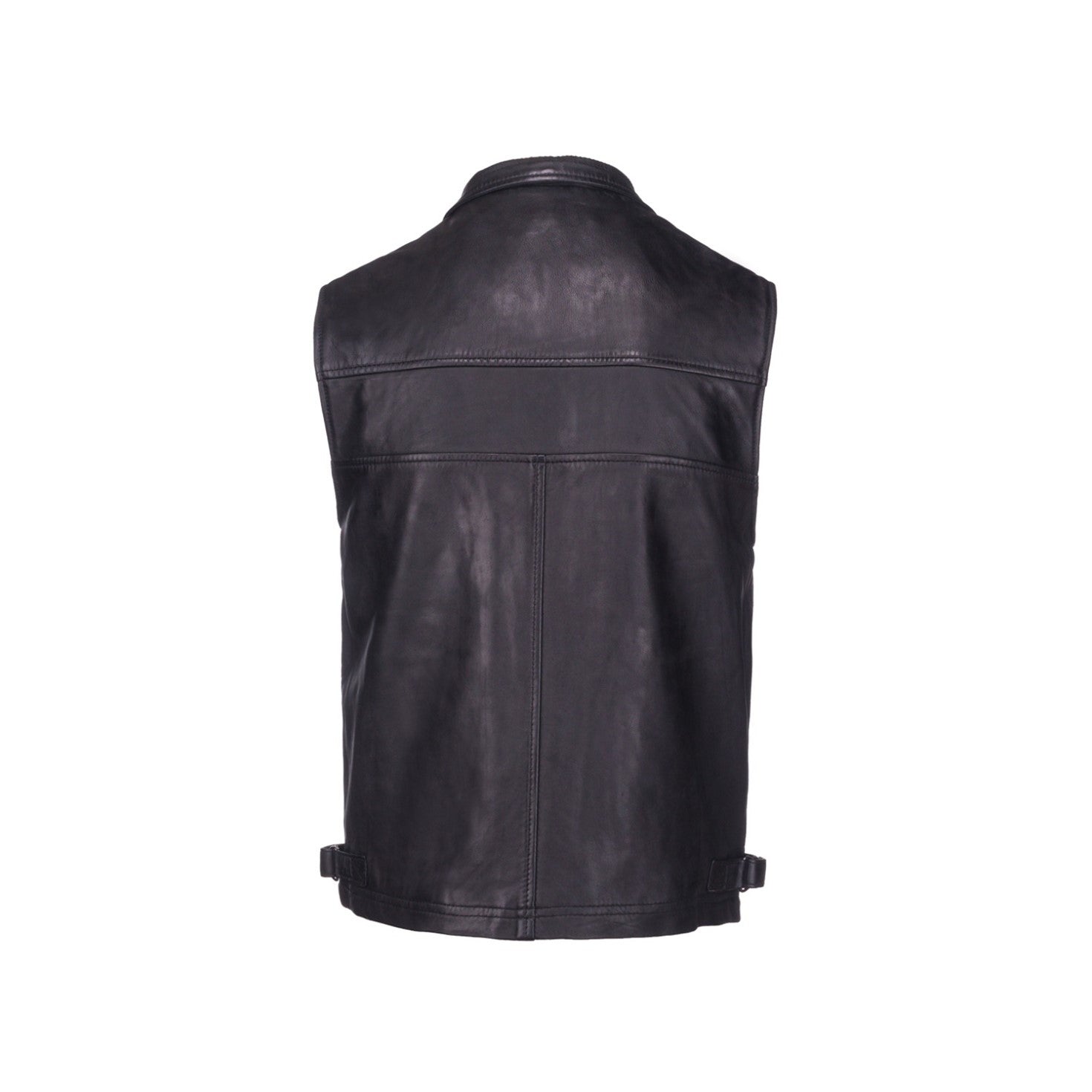 leren bodywarmer heren zwart achterkant