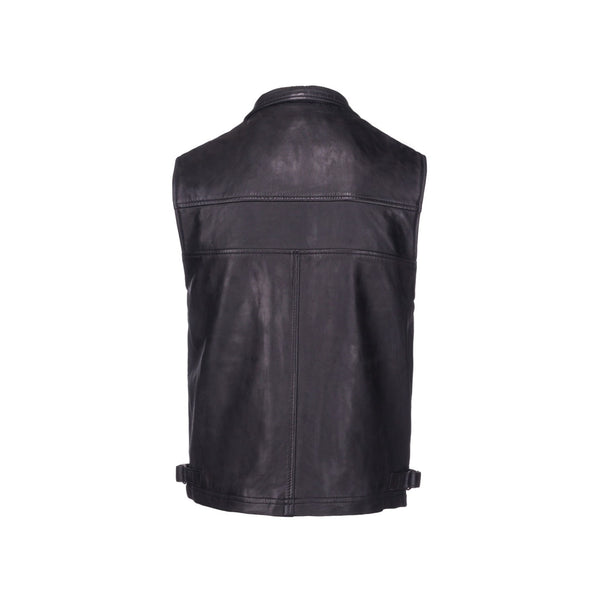 leren bodywarmer heren zwart achterkant