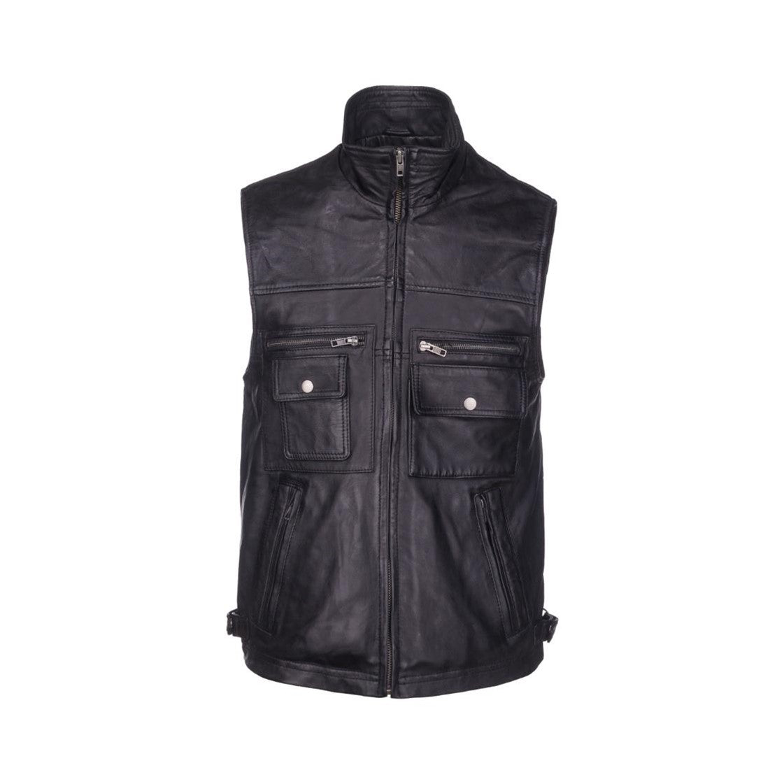 leren bodywarmer heren zwart