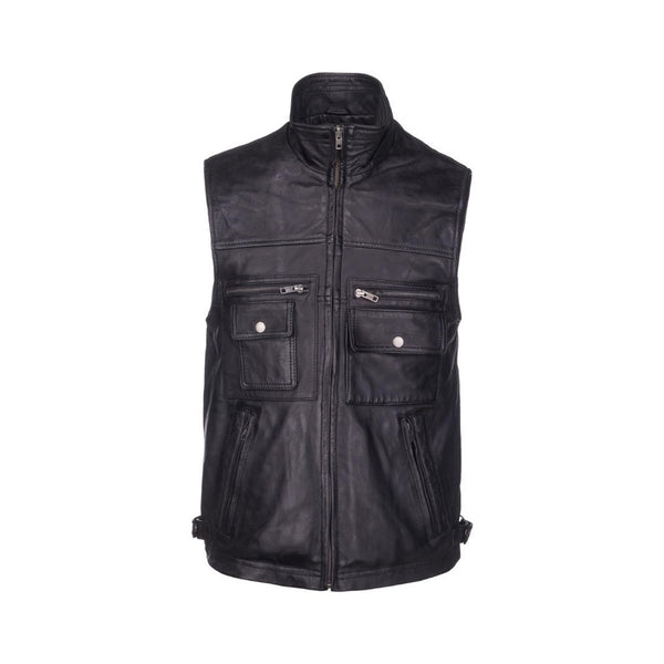 leren bodywarmer heren zwart