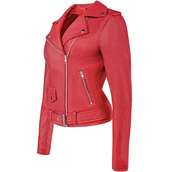Giacca in pelle rossa da donna Alice