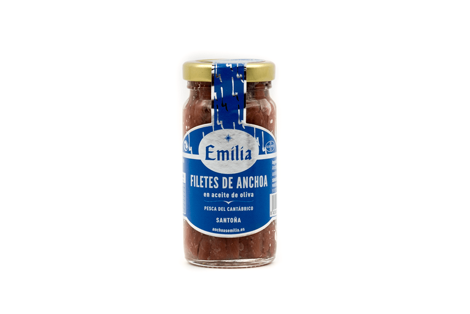 Filetes de Anchoa en aceite de oliva Serie Plata- Pescado del Cantábrico tarro 100gr.