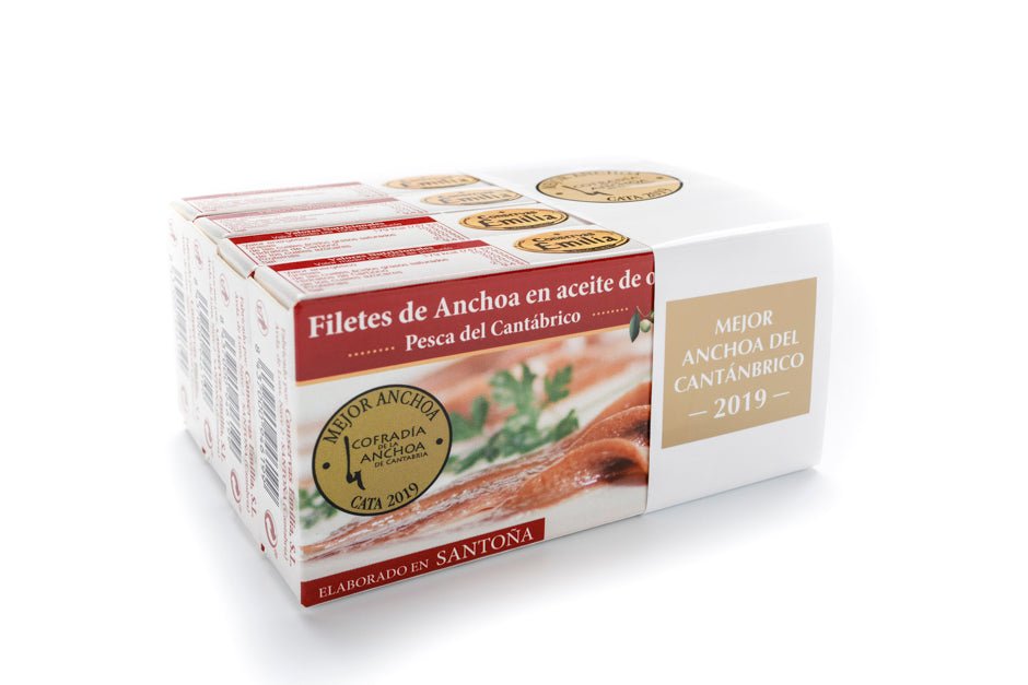 Lote 4 octavillos 48gr. Filetes de Anchoa en Aceite de Oliva "Serie Oro" - Pescado del Cantábrico - Conservas Emilia