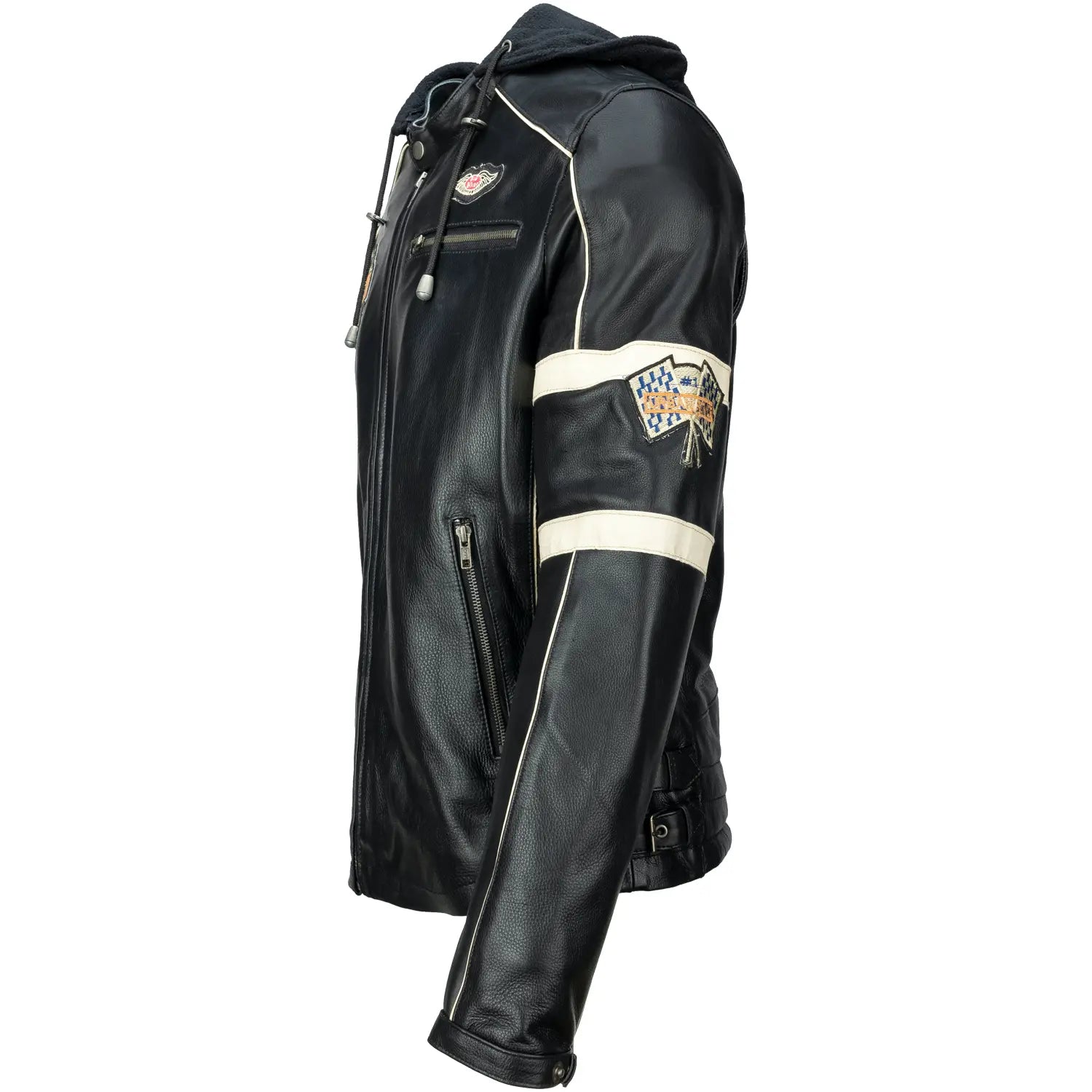 Giacca da uomo in pelle di mucca Austin nera