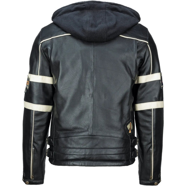 Giacca da uomo in pelle di mucca Austin nera