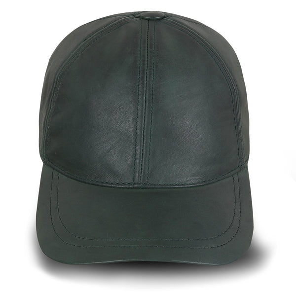 Leather cap green unisex