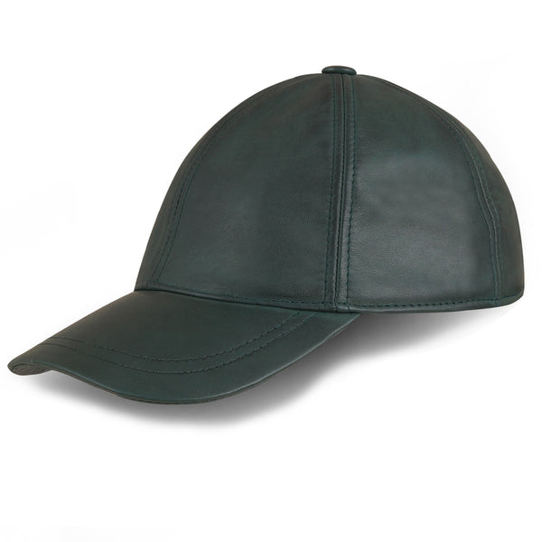 Leather cap green unisex