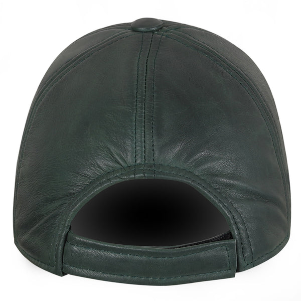 Leather cap green unisex