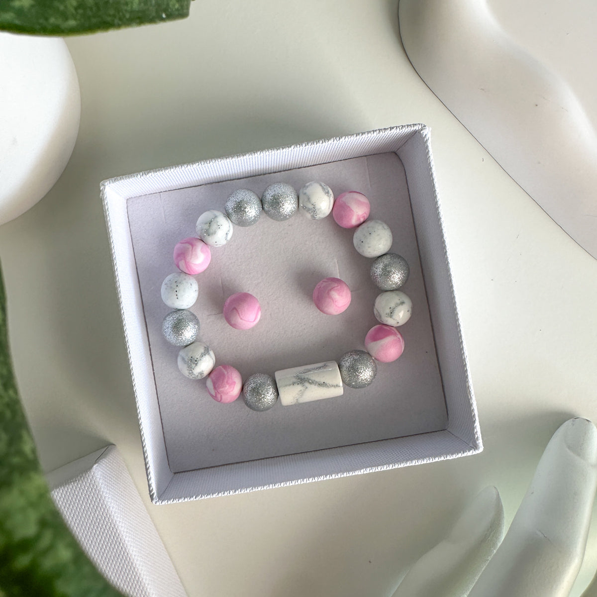 Bracelet, earrings | BULB LIMITED | pink, silver