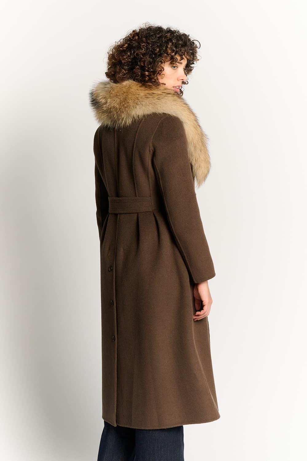 Chocolate Coat with Fur Collar