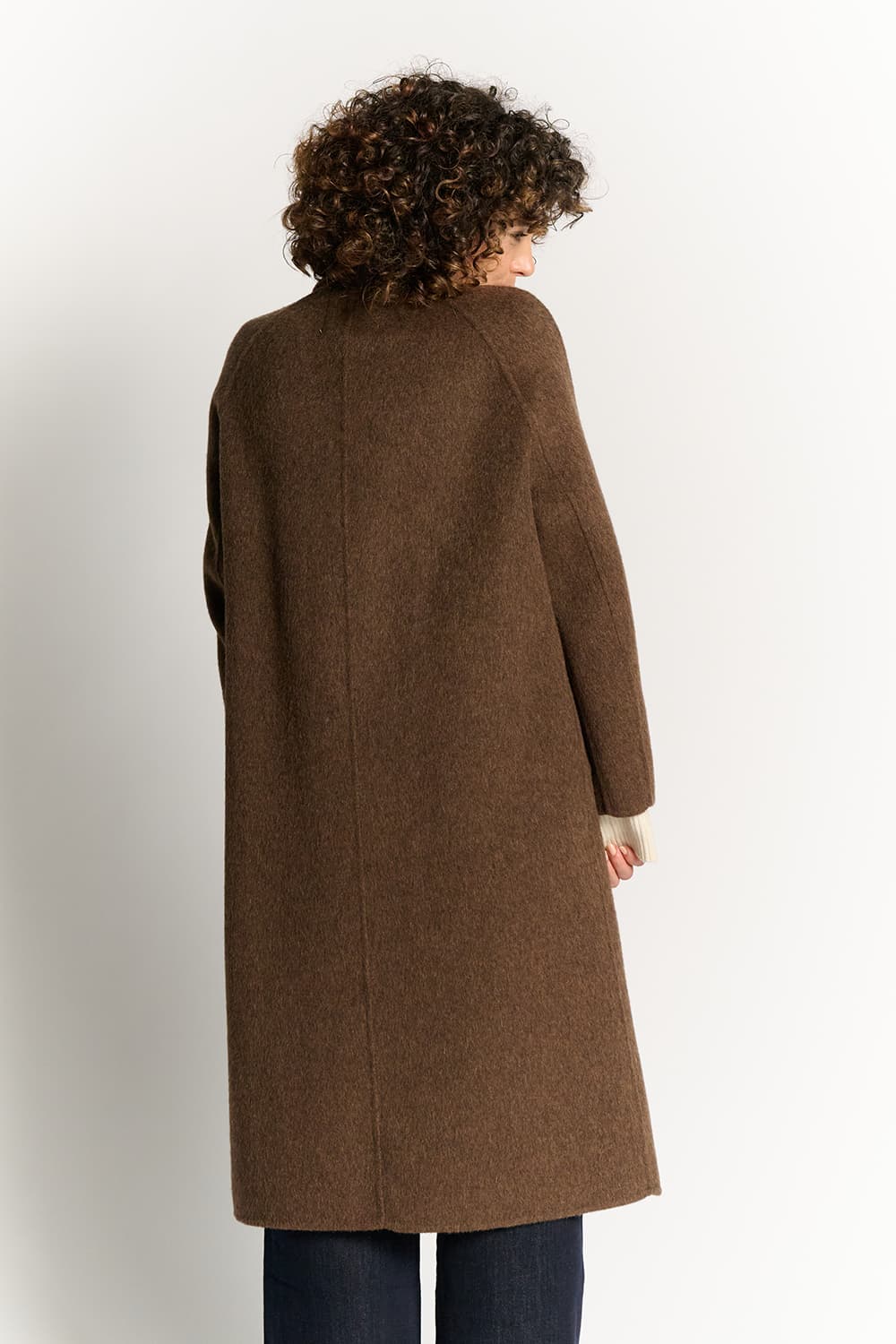 Chocolate Double-Breasted Alpaca Coat