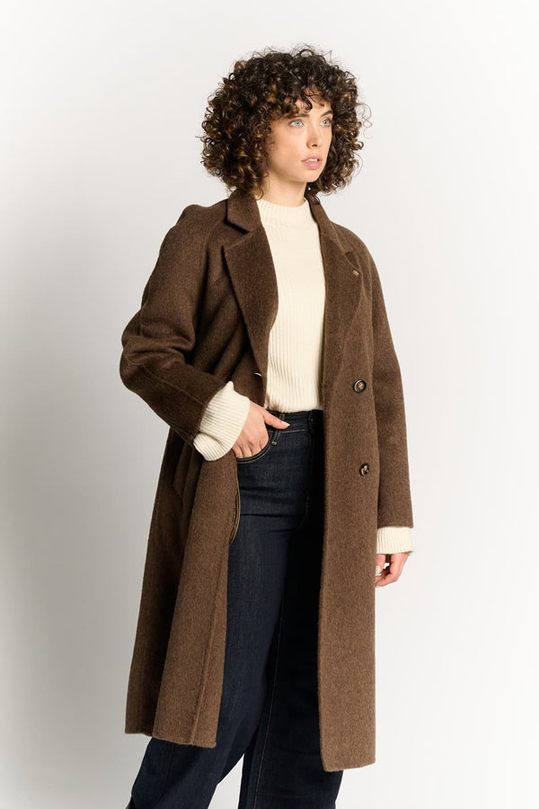 Chocolate Double-Breasted Alpaca Coat