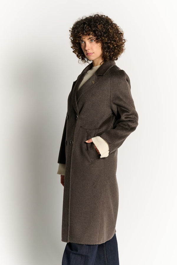 Double-Breasted Dove Coat Alpaca