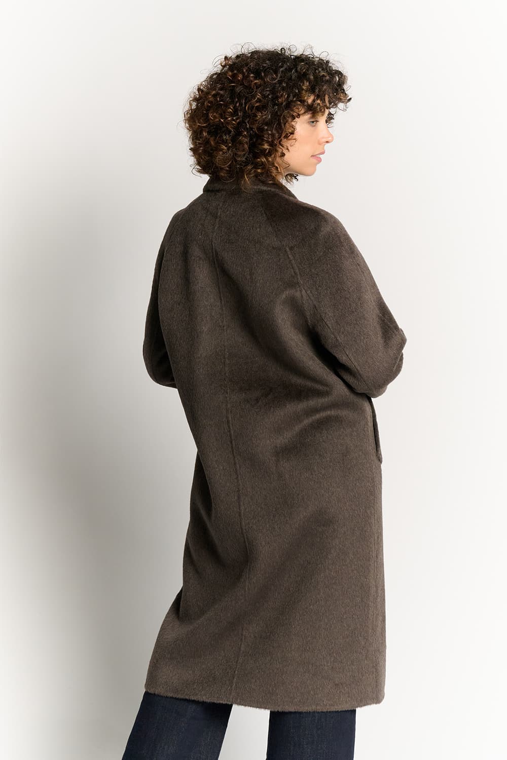 Double-Breasted Dove Coat Alpaca