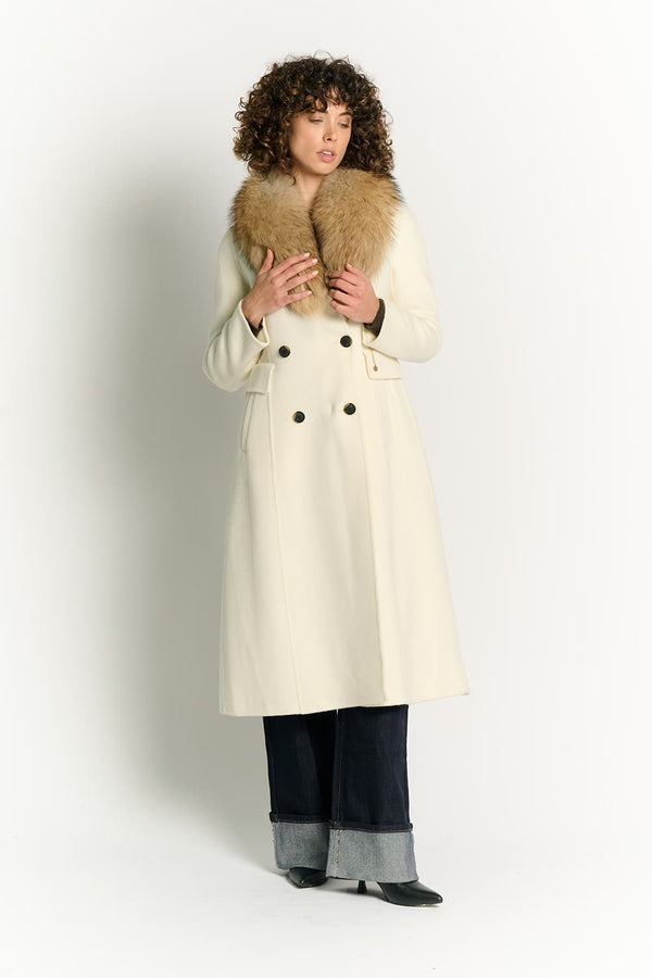 White Coat with Fur Collar