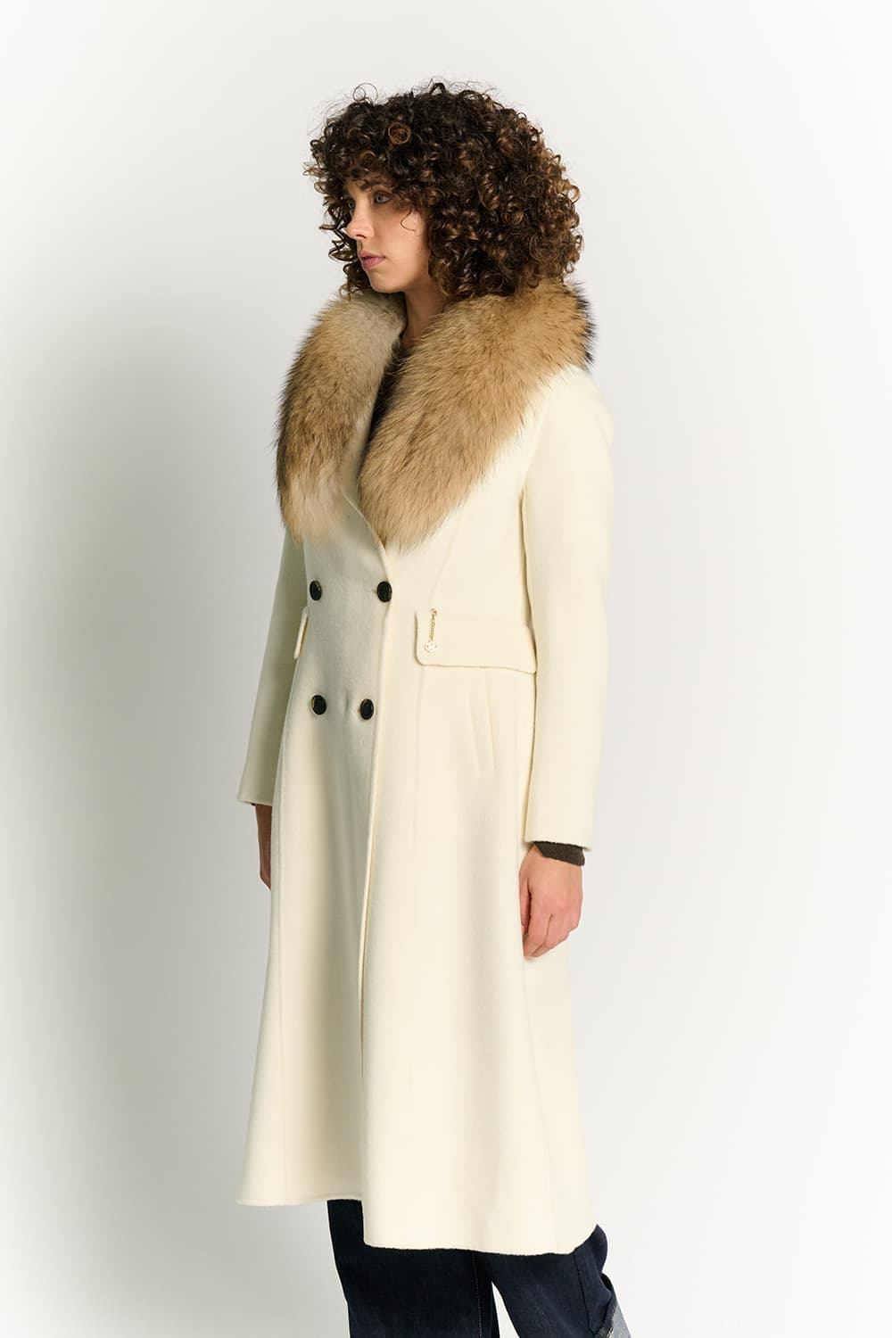 White Coat with Fur Collar