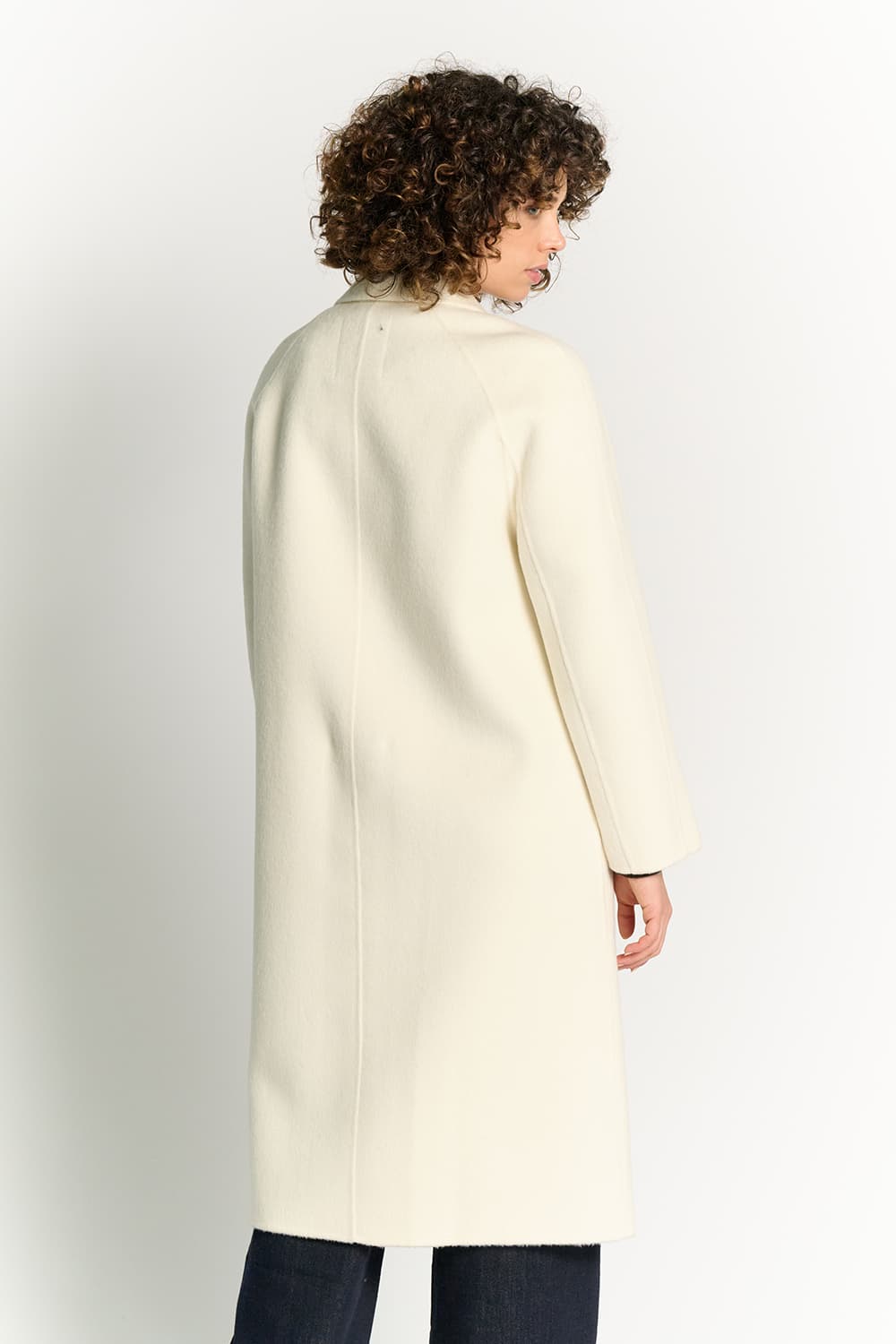 Beige Double-Breasted Alpaca Coat