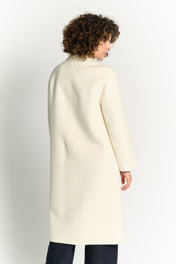 Beige Double-Breasted Alpaca Coat