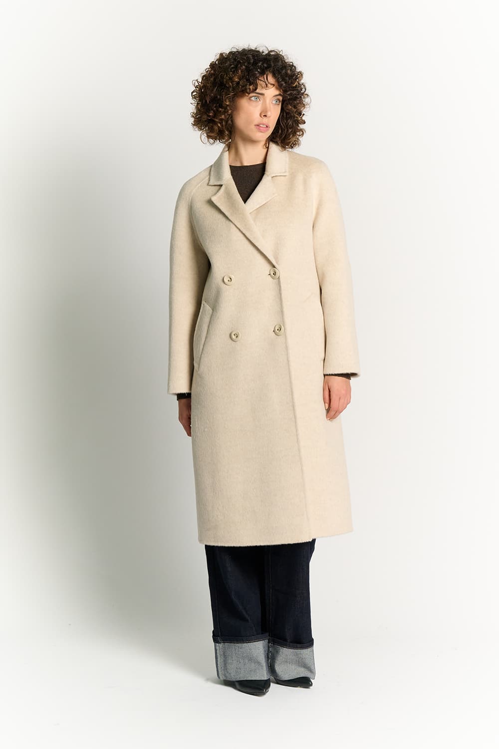 Cappotto Beige Doppio Petto Alpaca