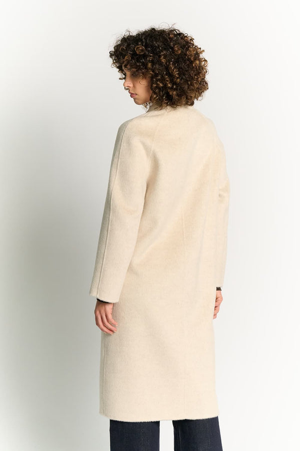Beige Double-Breasted Alpaca Coat