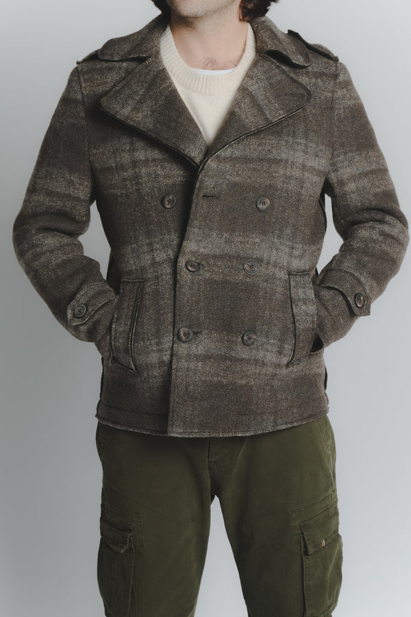 Men's Double-Breasted Gray Scottish Wool Blend Coat