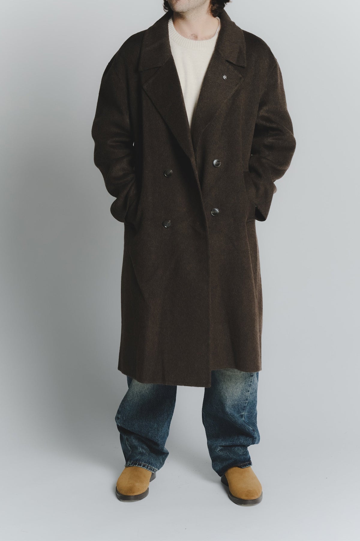 Overcoat in Dark Brown for Men