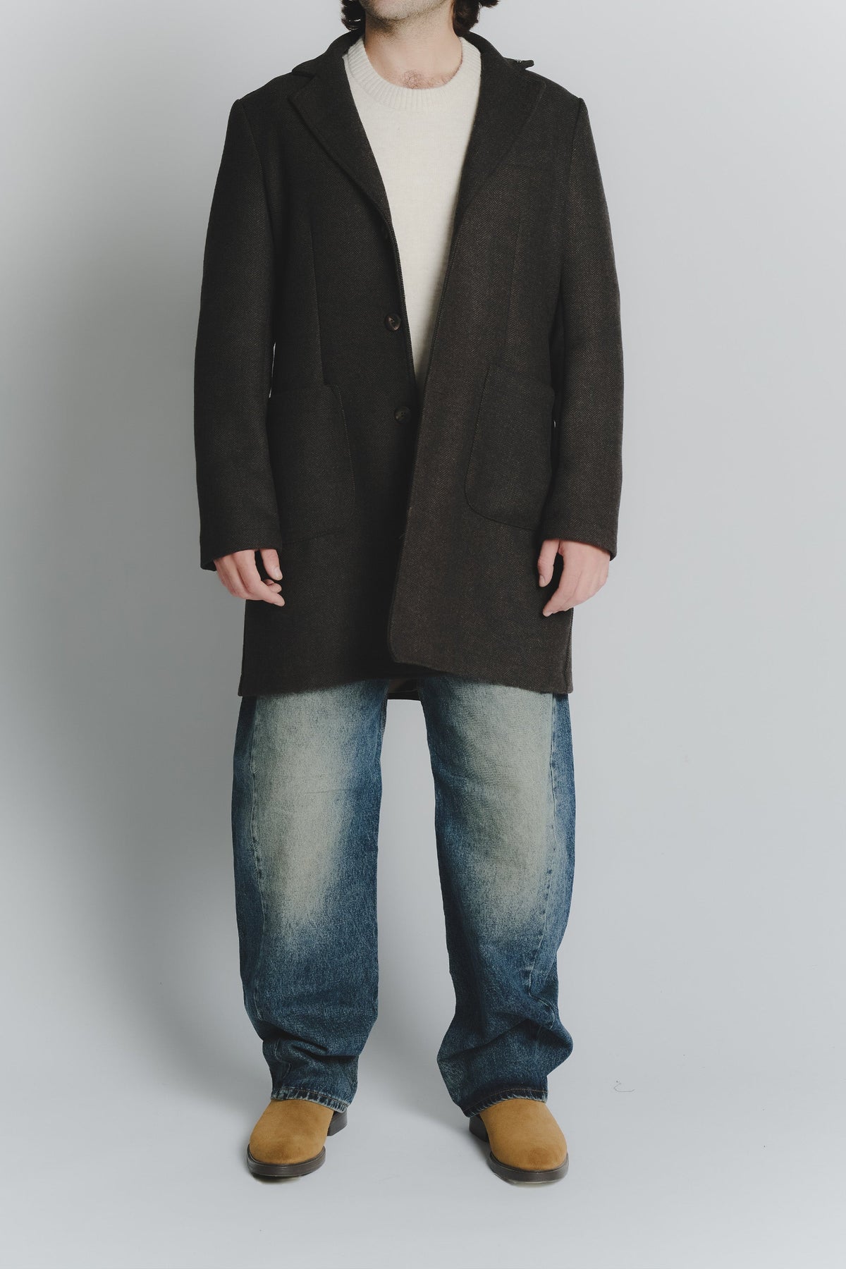 Long Houndstooth Coat for Men