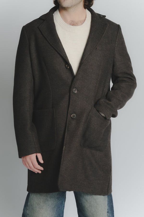 Cappotto Lungo Spigato Uomo