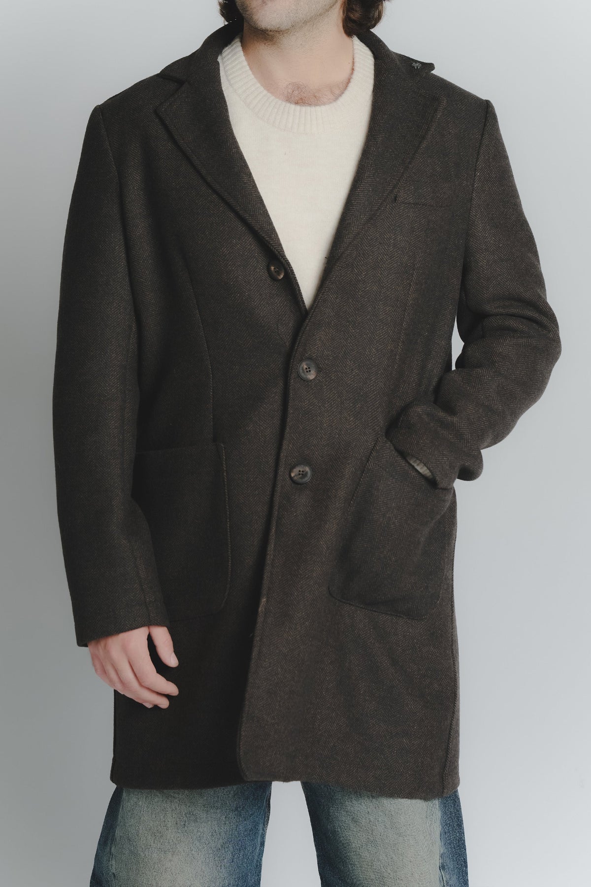 Long Houndstooth Coat for Men
