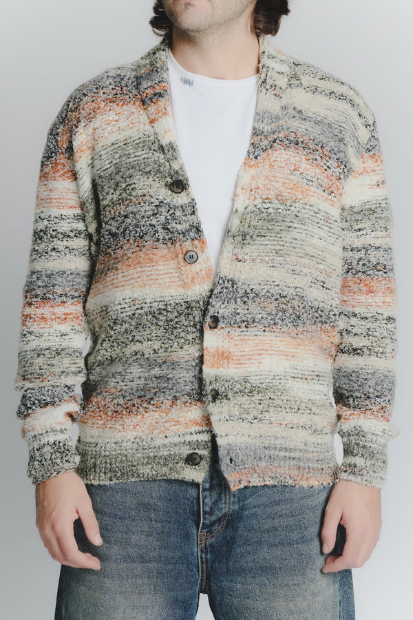 Roest Oranje Militaire Mélange Cardigan voor Mannen