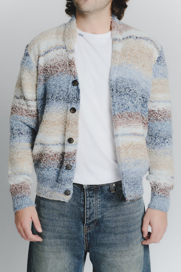 Pánský béžový denimový melange cardigan
