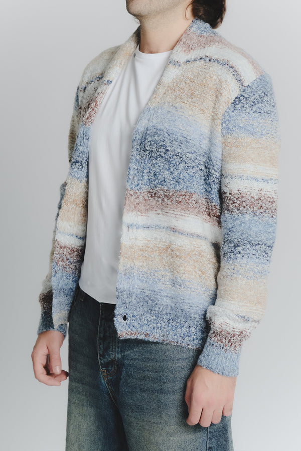 Men's Beige Denim Mélange Cardigan