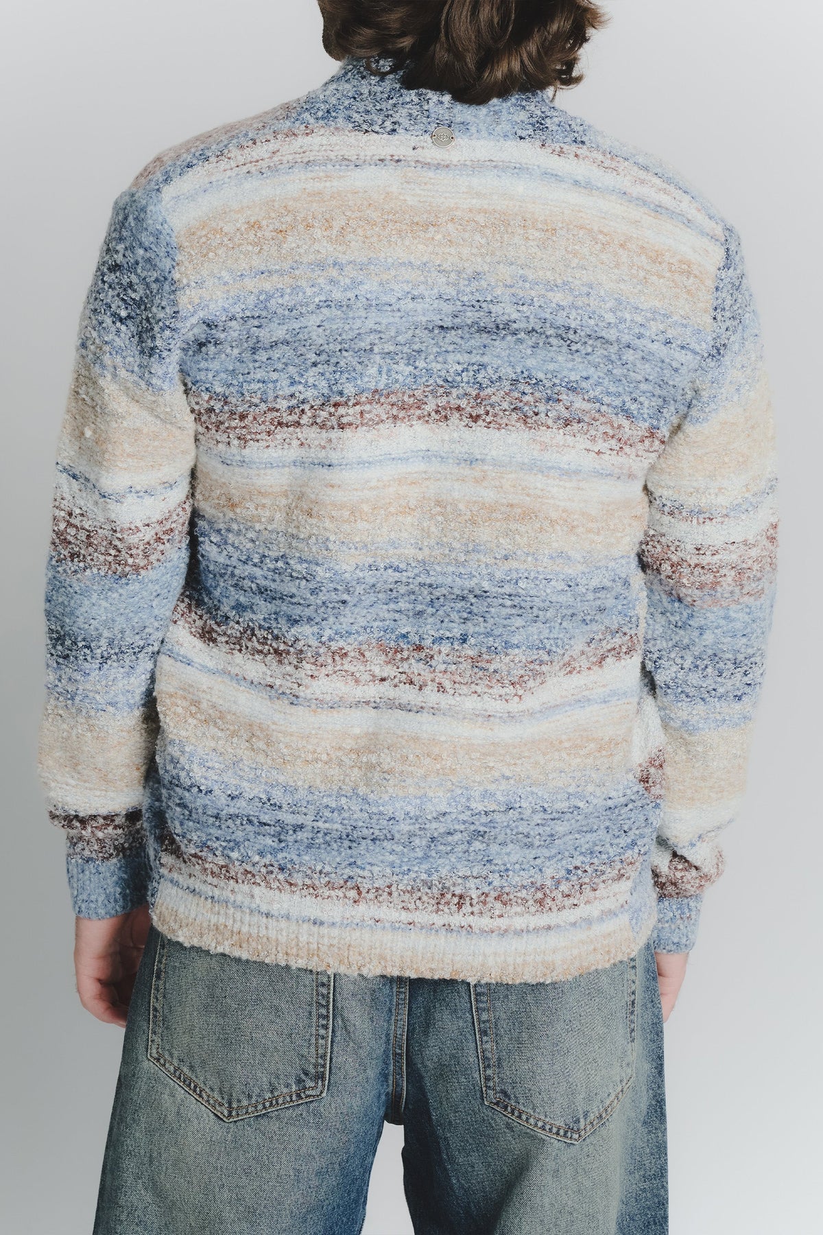 Men's Beige Denim Mélange Cardigan