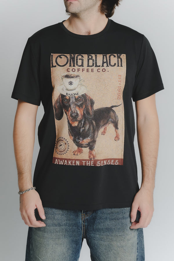 T-Shirt Uomo Stampa Bassotto Nero