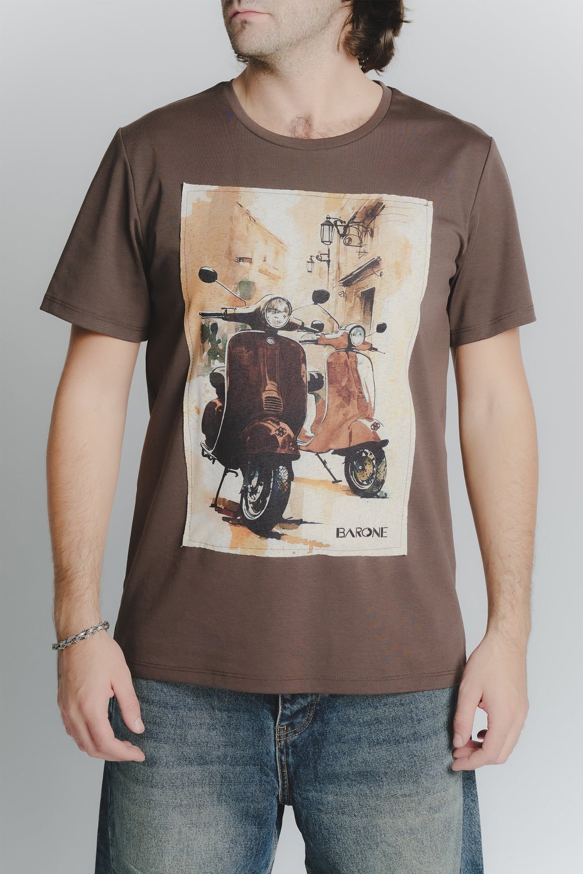 T-Shirt Uomo Stampa Vespa Cioccolato