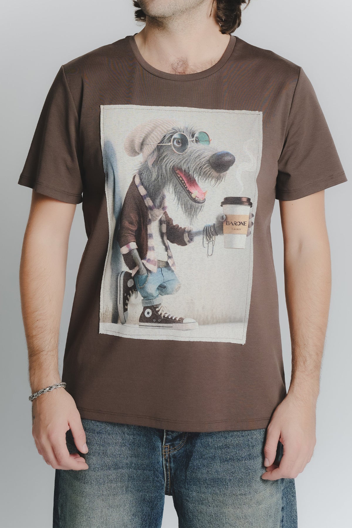 T-Shirt Uomo Stampa Dog Cioccolato