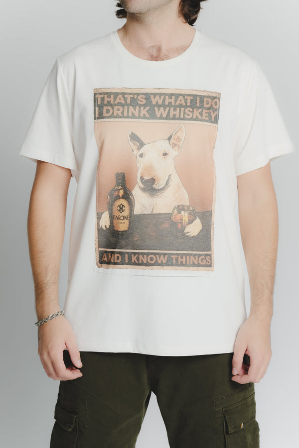 T-Shirt Uomo Stampa Bull Terrier Bianco