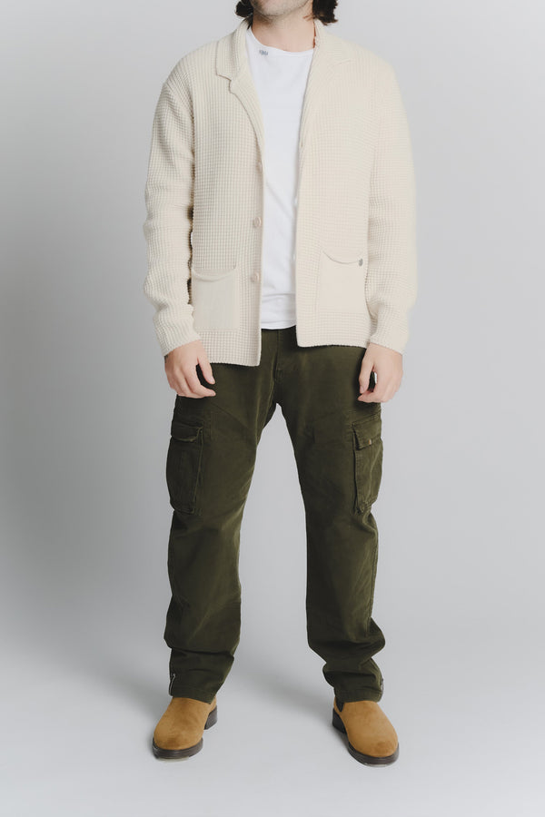 Beige Wolmix Cardigan voor Mannen