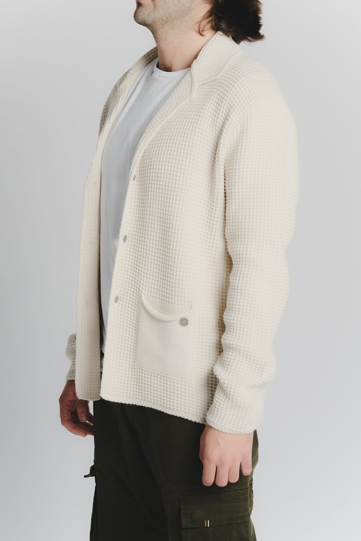 Beige Wolmix Cardigan voor Mannen