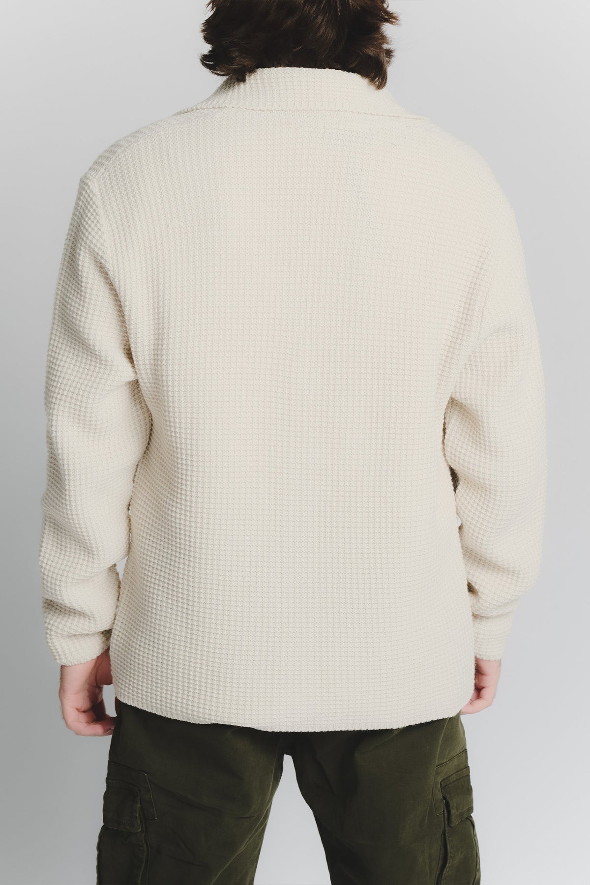 Beige Wolmix Cardigan voor Mannen