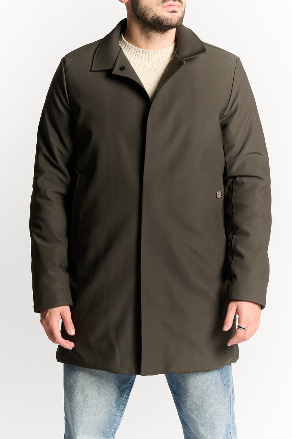 Long Thermal Down Jacket for Men Green