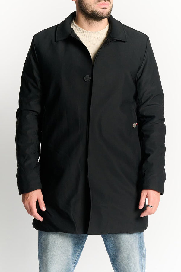 Long Black Thermal Down Jacket for Men
