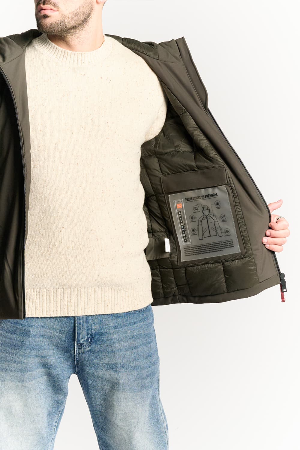 Short Green Thermal Down Jacket for Men